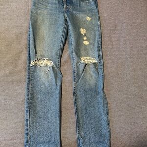Levi's Light Blue Distressed Straight Leg Jeans